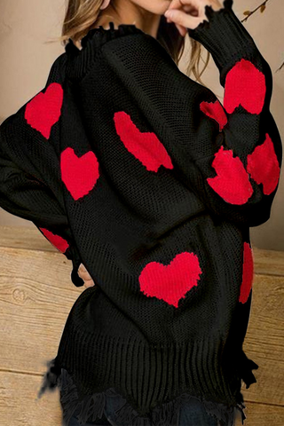Lässiger Pullover mit V-Ausschnitt und Quastenkontrast 