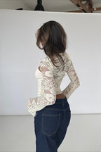 Lace Cutout Flare Sleeve T-shirt