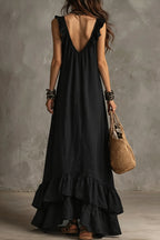 Ruffle Sleeveless Casual Long Boho Dress