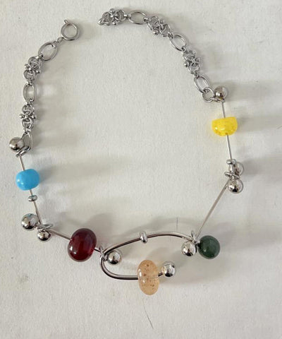Collar con colgante único de aleación acrílica de acero inoxidable con arcoíris 