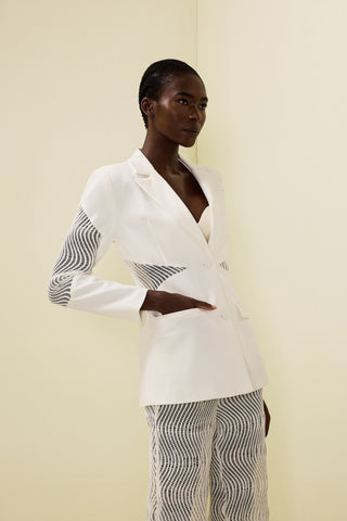 Wavy Line Jacquard Blazer