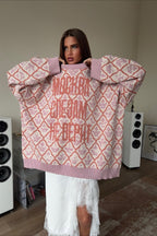 Vintage Letter Print Street Style Sweater