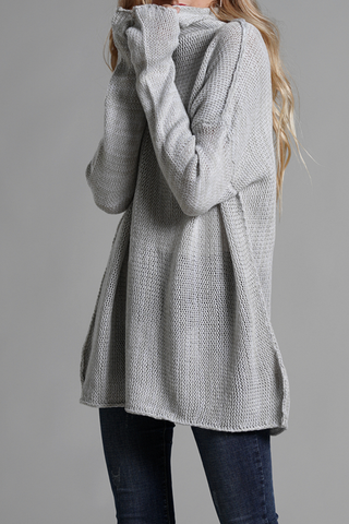 Casual Solid Split Joint Turtleneck Tops Sweater