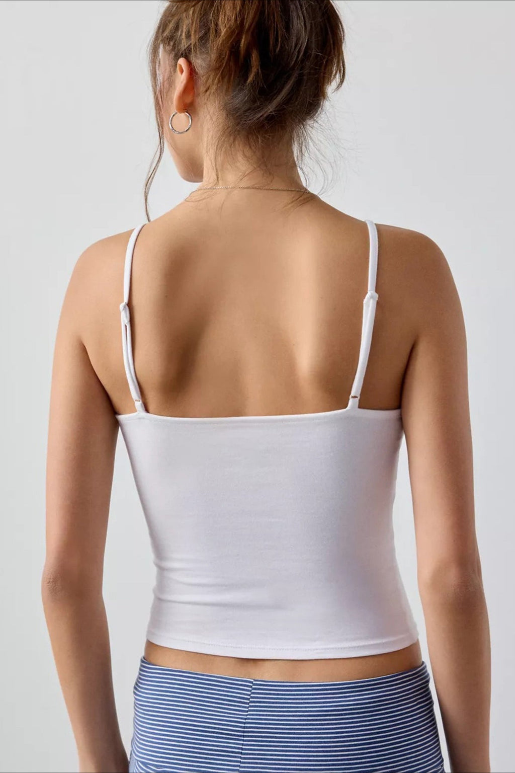 Casual Solid Cross V Neck Cami Top