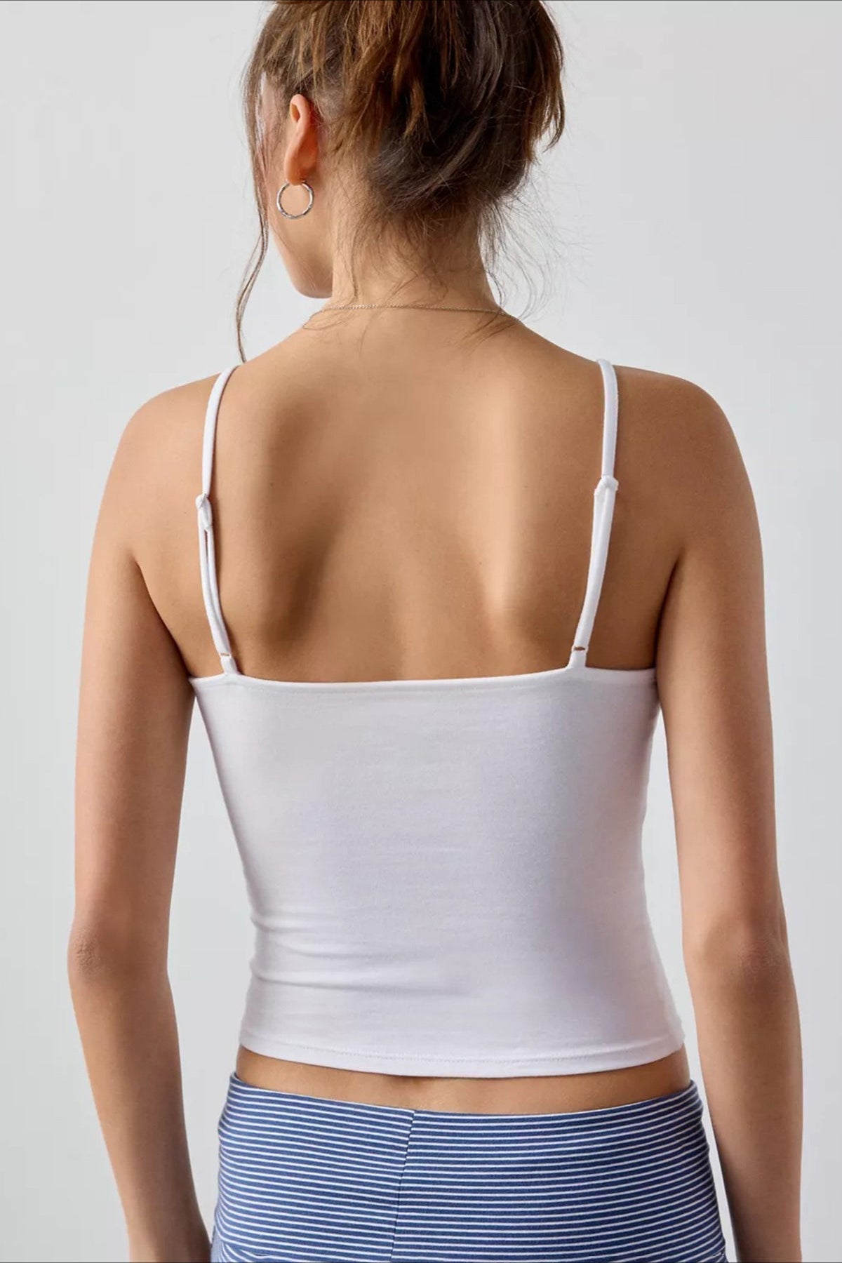 Casual Solid Cross V Neck Cami Top