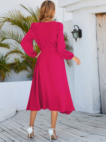 Maxi Dress Jewel Neck Long Sleeves Long Dress