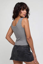 Ribbed Grommet Bodycon Cami Tank Top