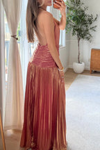 Halter Backless Split Tie Bodycon Maxi Dress