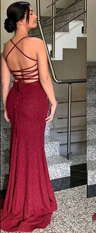 Glitzer Meerjungfrau geteiltes Abschlussballkleid