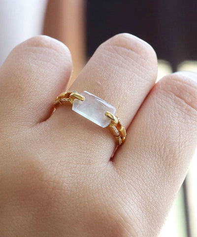 Anillos modernos de calcedonia en oro cian de 18 quilates 