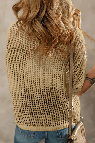 fresh beige crochet flower hollow out sweater t shirt