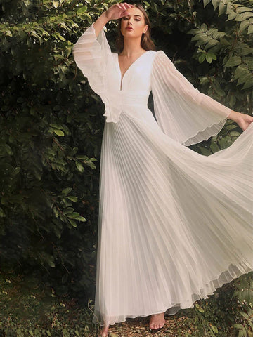Vestido de fiesta de cumpleaños con escote en V y mangas ilusión para graduación, vestidos midi 