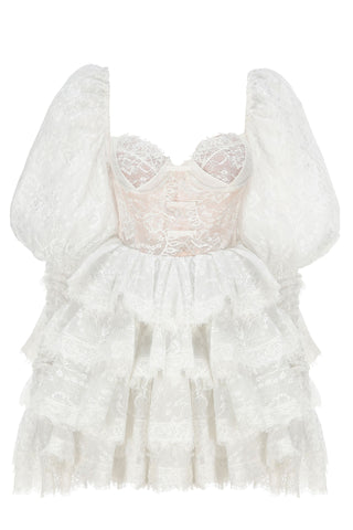 Bonnie Embroidered Lace Puff Sleeve Mini Dress