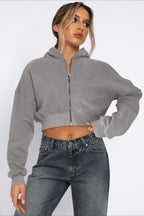 Cropped Zip Up Hoodie