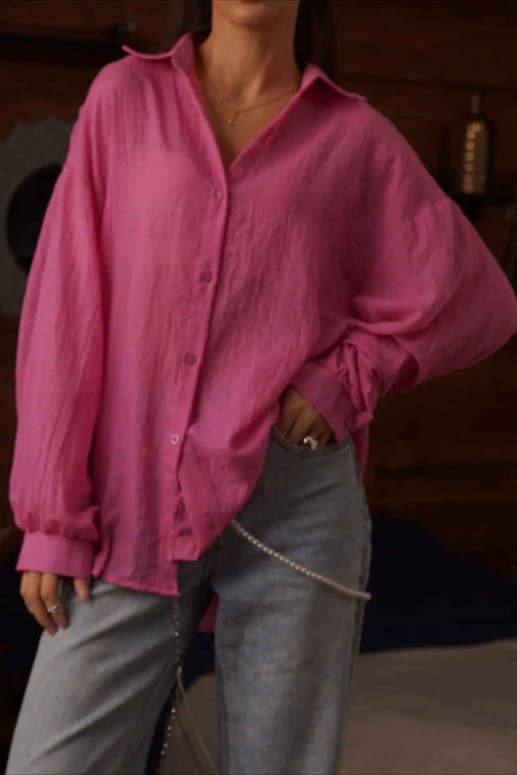 Solid Casual Chic Long Sleeve Blouse