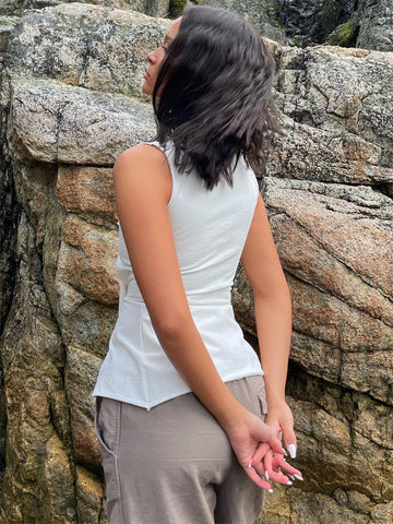 Tossy Fashion - Camiseta sin mangas con vendaje calado para mujer, top corto sexy ajustado de verano con cordones y retazos, cárdigan femenino Y2k, novedad 
