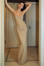 Sequin Strapless Bodycon Fish Tail Maxi Dress
