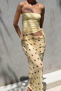 Sexy Strapless Polka Dot Patchwork Slim Maxi Dress
