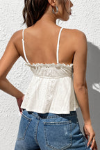 Casual Ruffle Lace Trim Cami Top