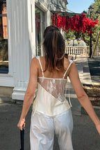 Chic V Neck Lace Up Cinched Cami Top