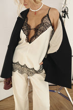 Sexy Lace Patchwork Deep V Neck Cami Top