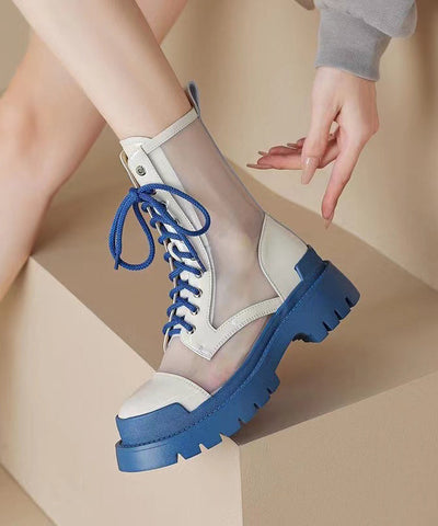 Botas amarillas gruesas con cordones 2024 de malla transpirable 