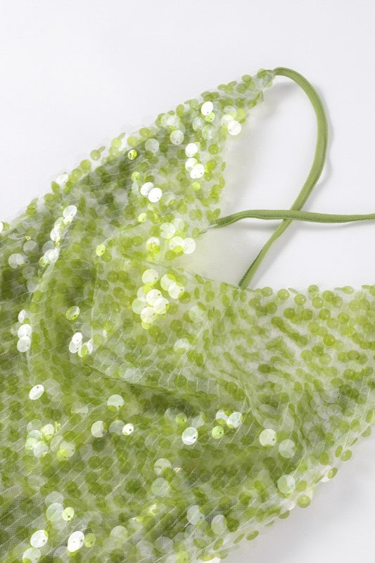 Sequin Backless Bodycon Cami Maxi Dress