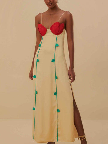 Modisches und sexy ärmelloses Midikleid mit kontrastierendem Patchwork 