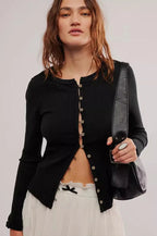 Slim Long Sleeve Ribbed Cardigan