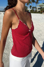 Ruffled Polka Dot Casual Cami Top