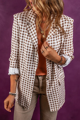 plaid lapel collar blazer