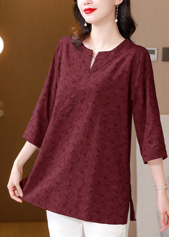 Baumwollblusen mit Mulberry-Print und übergroßen Armbandärmeln 