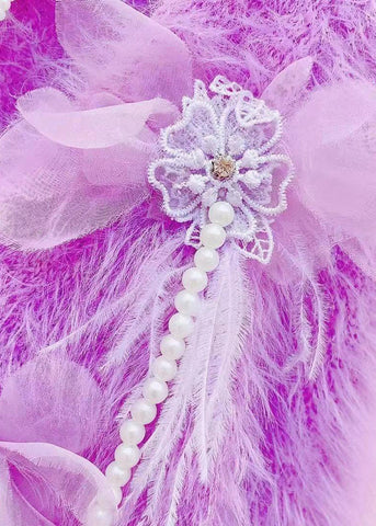 Women Purple V Neck Nail Bead Ma Hai Mao Sweaters Long Sleeve