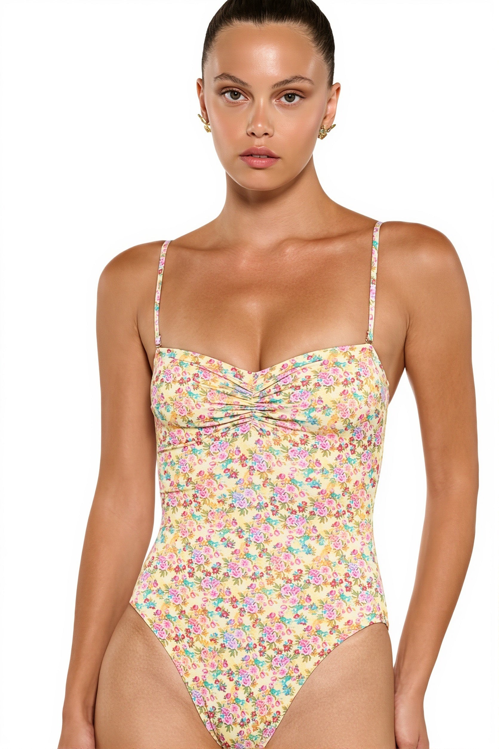 Floral Removable Strap One Piece Swimwear