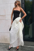 Tube Top Contrast Irregular Maxi Dress