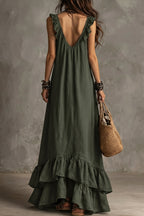 Ruffle Sleeveless Casual Long Boho Dress
