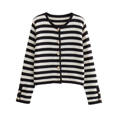 Early Autumn Women Clothing Casual Classic All Match Knitted Cardigan