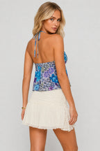 Leopard Floral Sexy Tie Halter Top