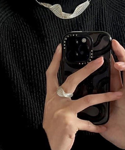 Anillos huecos de plata esterlina de seda fina 