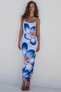 Large Floral Print Sleeveless Bodycon Maxi Dress