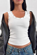 Ribbed Grommet Bodycon Cami Tank Top