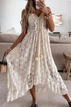 Lace Cami Solid Swing Long Boho Dress