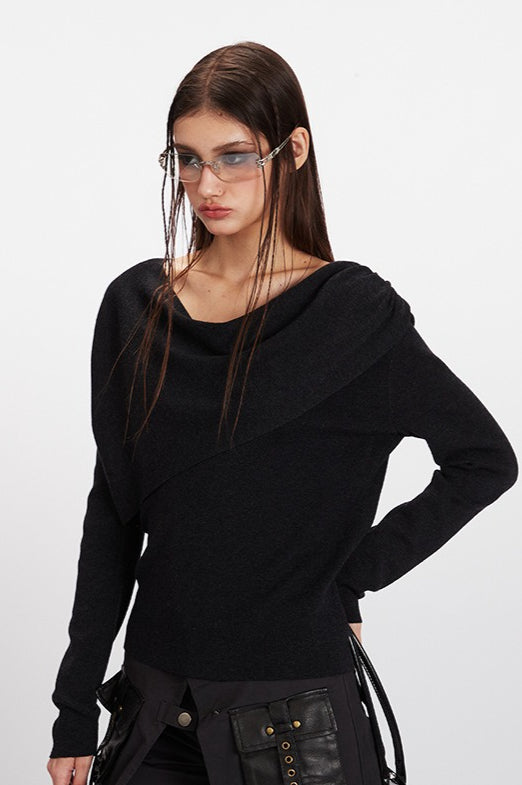 Cowl Neck Chic Fitted Knit Top