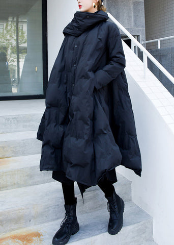 Französischer schwarzer Bogentaschen-Patchwork-Entendaunenmantel Winter 