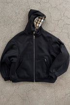 Plaid Patchwork Reversible Zip Hoodie