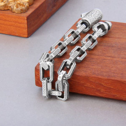 Sterling Silver Vintage Rattan Grass Pattern Bracelet