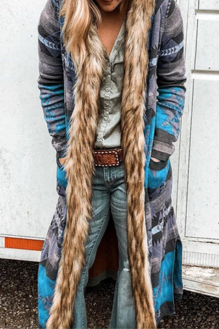 Lässige Oberbekleidung mit Patchwork-Tasche und Kapuzenkragen im Street-Print (4 Farben) 