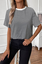Striped Colorblock Loose T-shirt