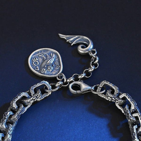 Sterling Silver Bully Snakeskin Textured Ring Clasp Bracelet