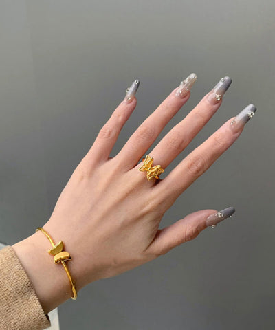 Boutique Gold Sterling Silber Oververgoldete Schmetterlingsringe 